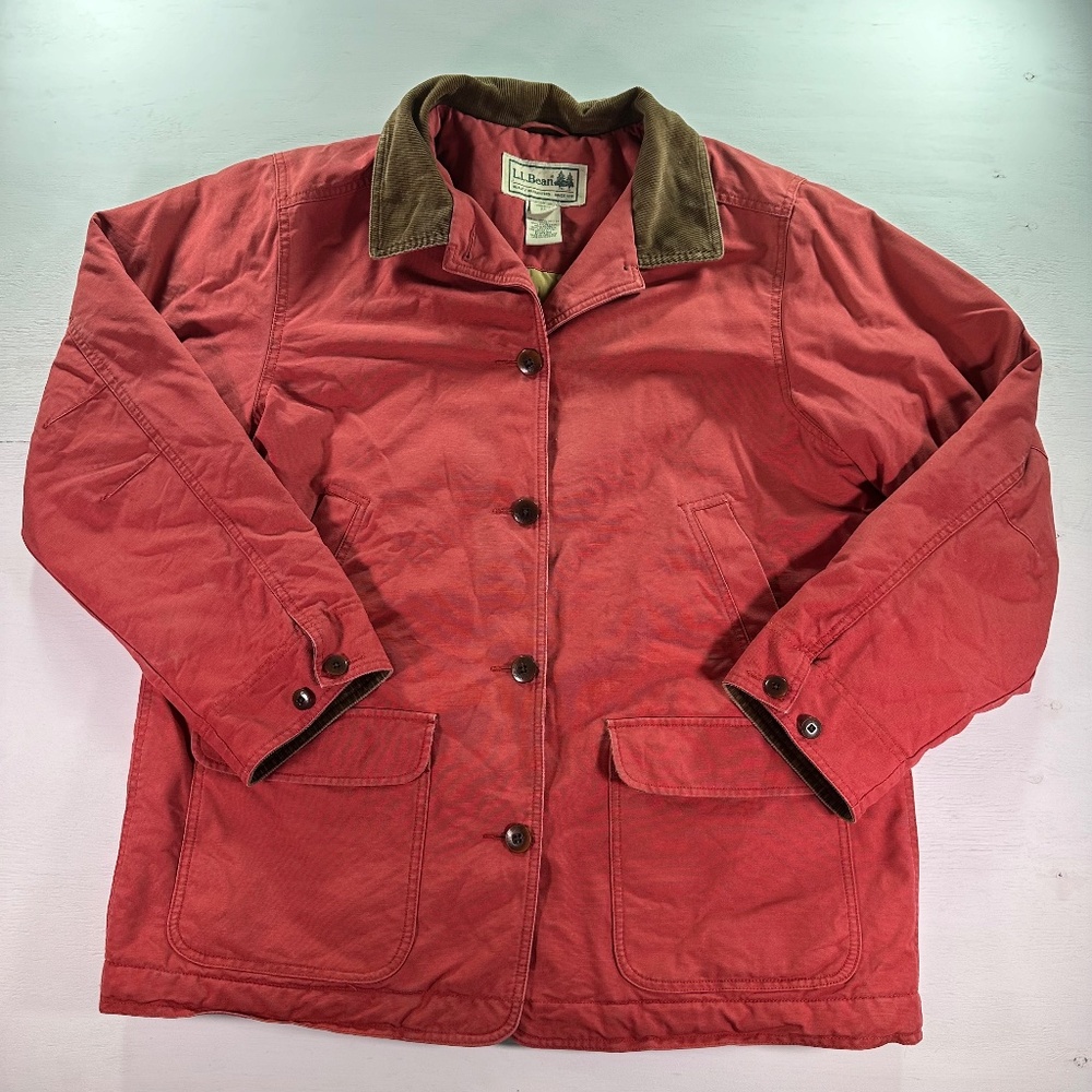 L.L. Bean Brick Red Field Jacket with Brown Corduroy Collar